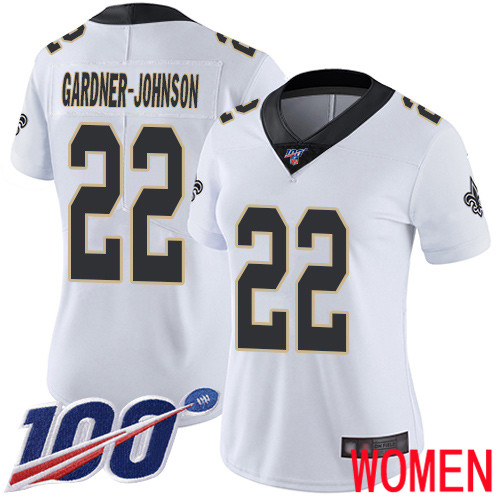 New Orleans Saints Limited White Women Chauncey Gardner Johnson Road Jersey NFL Football #22 100th Season Vapor Untouchable Jersey